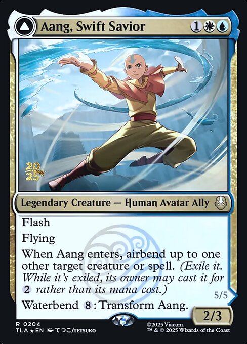 Aang, Swift Savior // Aang and La, Ocean's Fury, art by Tetsuko